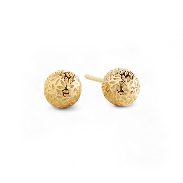 Leaf Gold Ball Studs