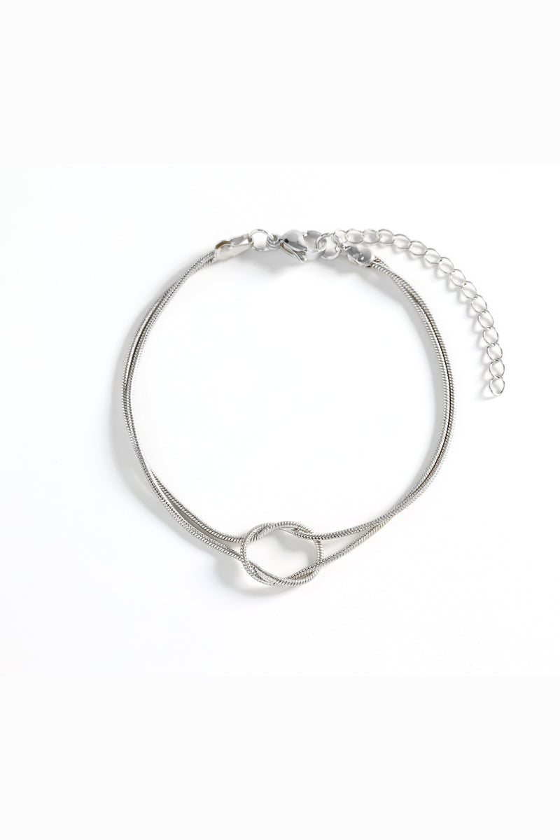 Aurelle knot bracelet in silver finish
