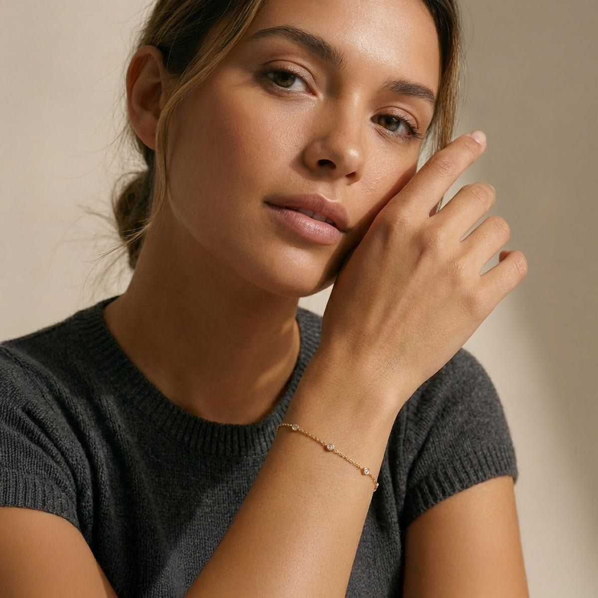 Bezel-Set Clear-Stone Bracelet