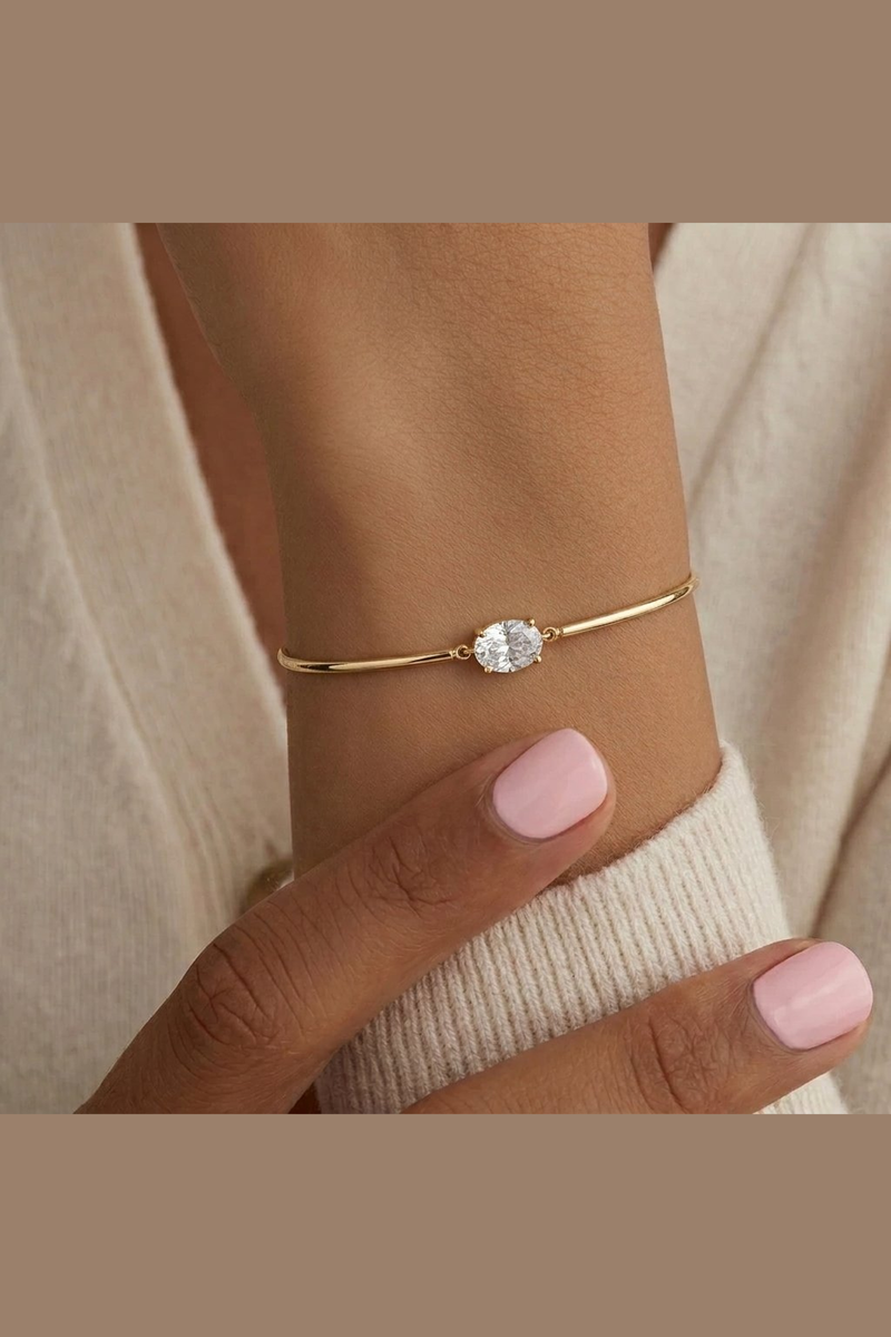 Calista gemstone cuff worn on wrist