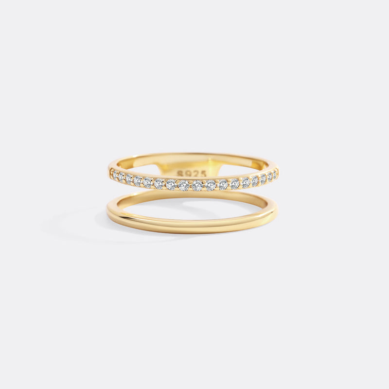 Celeste double band ring in gold-plated sterling silver