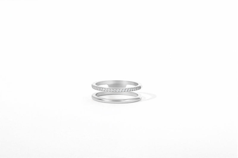 Celeste double band ring in silver stainless steel