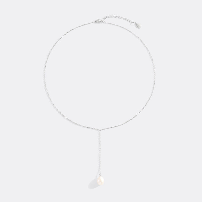 Elowen sterling silver pearl lariat necklace