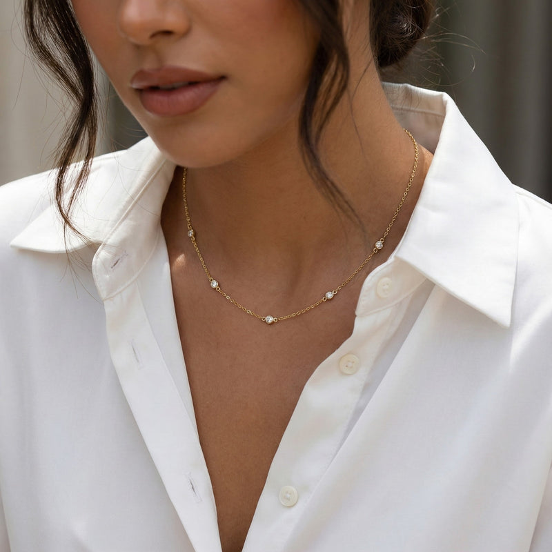 Estelle CZ Station Necklace product view 2