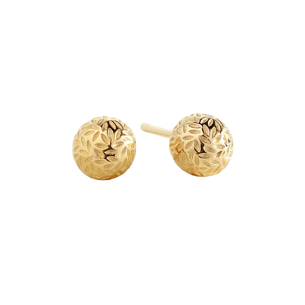 Leaf Gold Ball Studs
