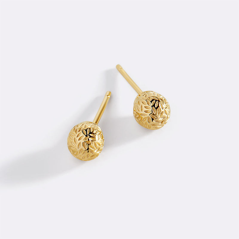 Leaf Gold Ball Studs