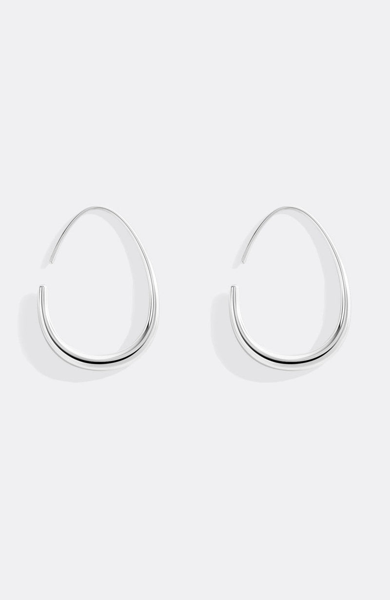 Pair of Solis silver fluid hoop earrings