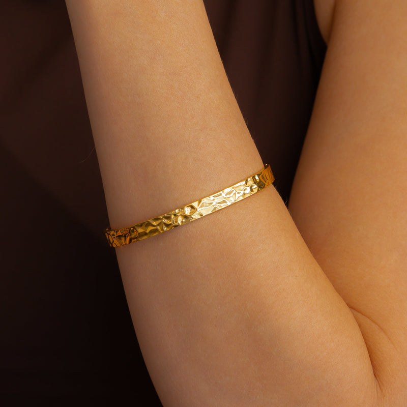 Thalia hammered cuff styled on an arm