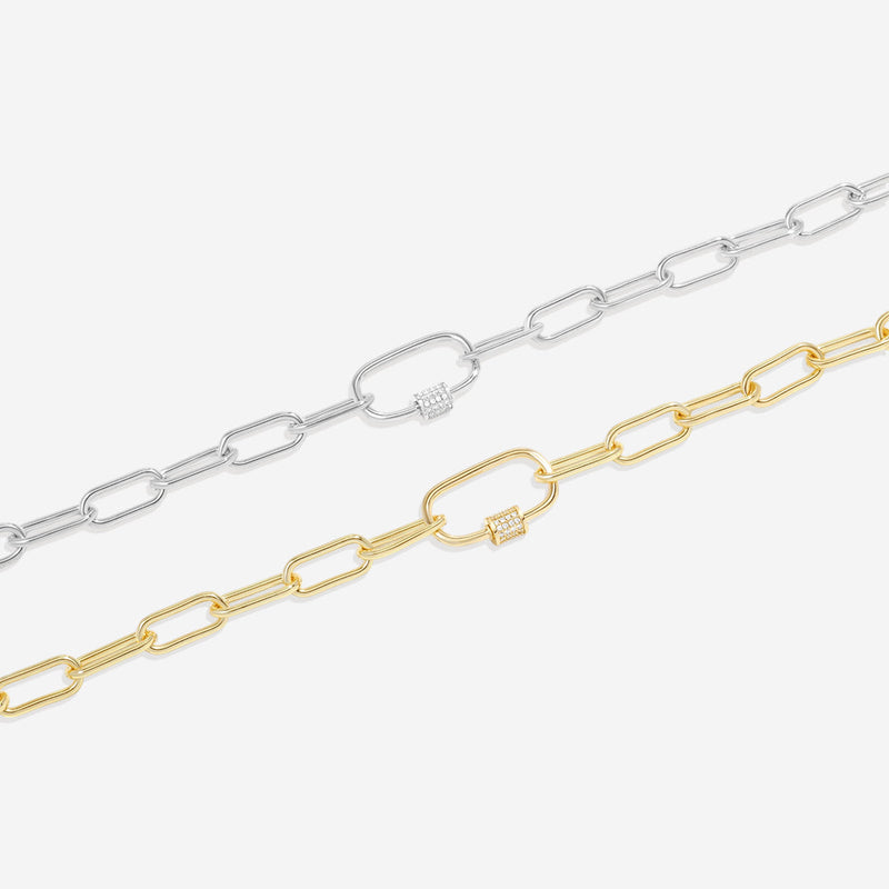 Vela gold and silver carabiner necklace comparison